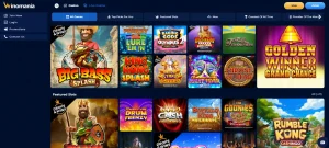 Winomania game lobby showing casino game categories