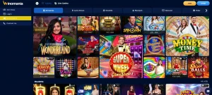 Winomania live casino lobby with dealer game categories