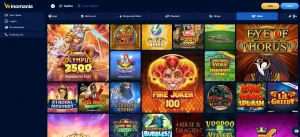 Winomania slots lobby showing slot categories